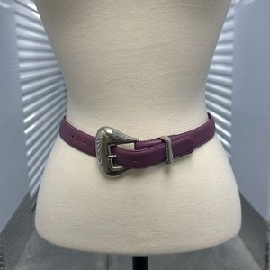 Vintage 80s 90s purple steerhide leather asymmetrical buckle belt S